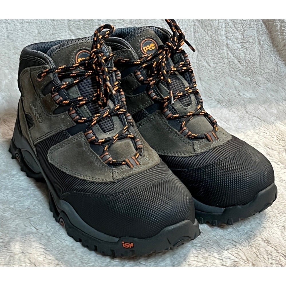 Timberland PRO Mens Work Boots 7.5 Steel Toe Grey‎ Black Hiking Shoes 87030 Y2K